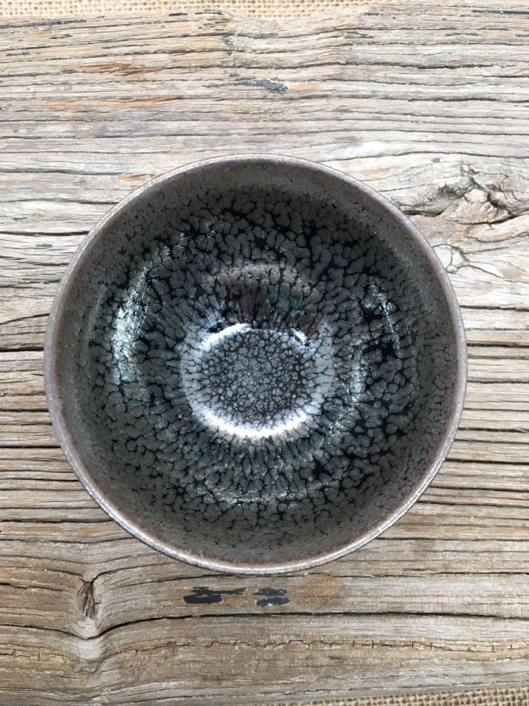 蔡炳盛大師精品手拉坯油滴盞束口盞口徑8.8cm高5.3cm?；昝? alt=