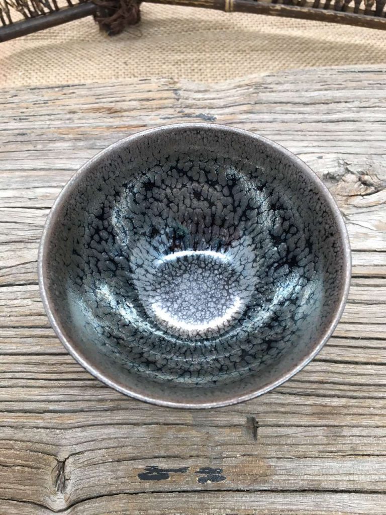 蔡炳盛大師精品手拉坯油滴盞束口盞口徑8.8cm高5.3cm?；昝? alt=