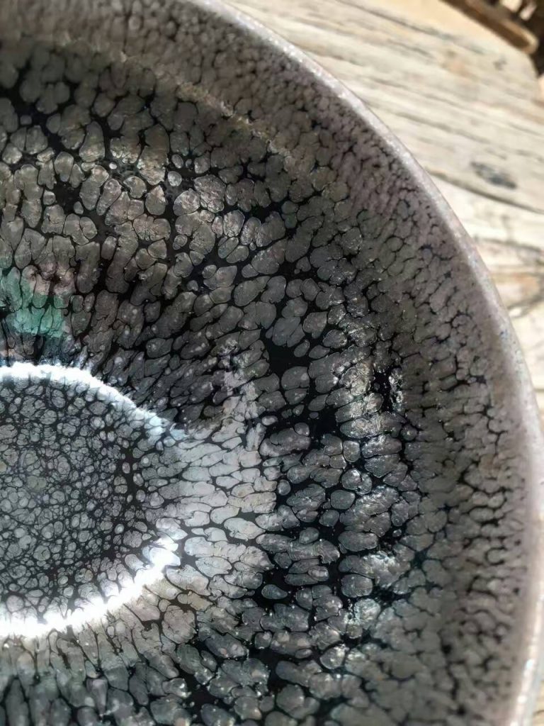 蔡炳盛大師精品手拉坯油滴盞束口盞口徑8.8cm高5.3cm?；昝? alt=