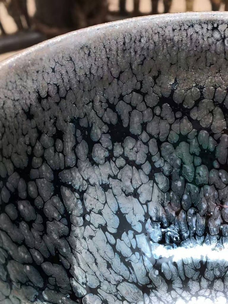 蔡炳盛大師精品手拉坯油滴盞束口盞口徑8.8cm高5.3cm?；昝? alt=