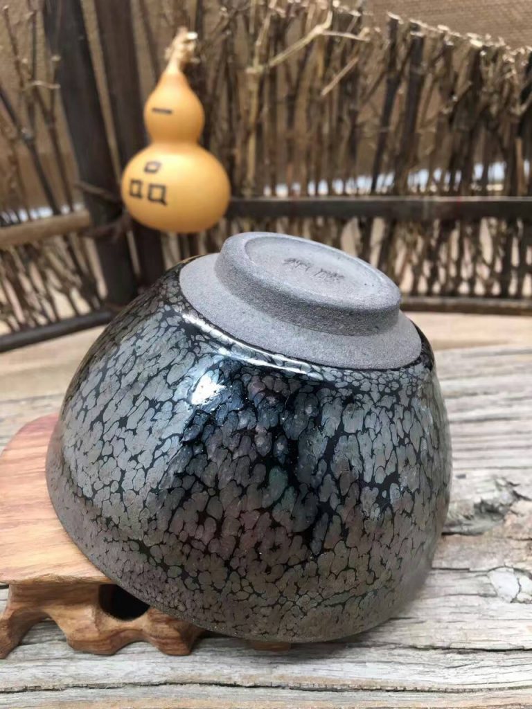 蔡炳盛大師精品手拉坯油滴盞束口盞口徑8.8cm高5.3cm?；昝? alt=