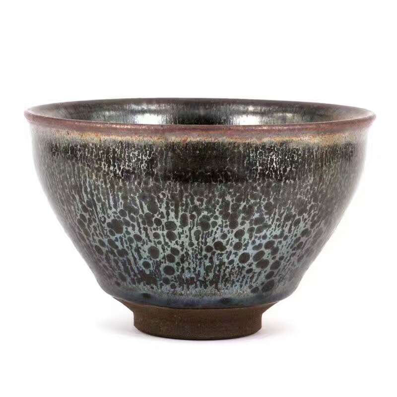 吳立主 手工拉胚曜變系 油滴盞天目主人品茗茶陶瓷經(jīng)1300度燒制而成天然礦物質(zhì)釉，鐵胎標準仿宋工藝