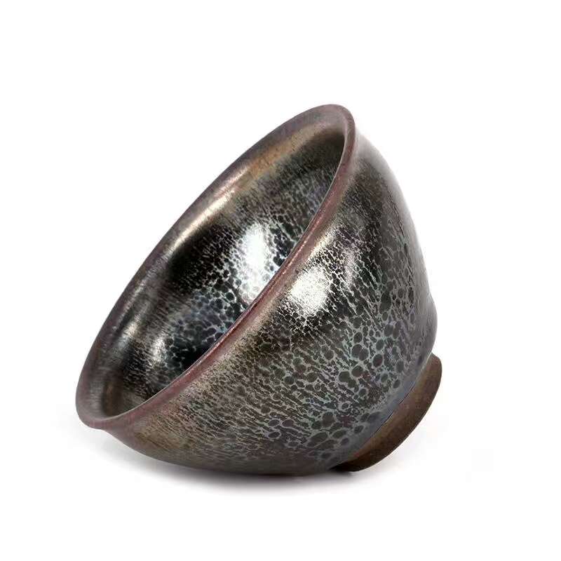 吳立主 手工拉胚曜變系 油滴盞天目主人品茗茶陶瓷經(jīng)1300度燒制而成天然礦物質(zhì)釉，鐵胎標準仿宋工藝