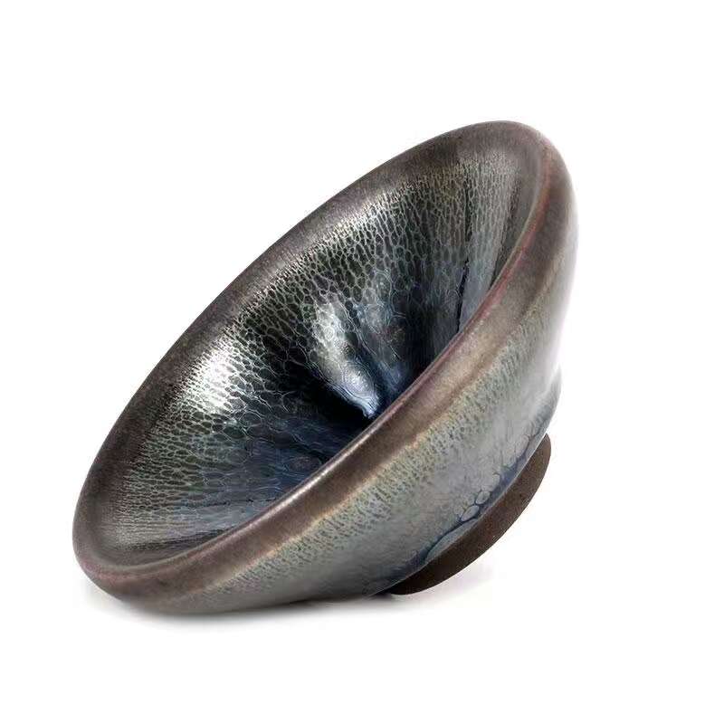 吳立主 手工拉胚曜變系 油滴盞天目主人品茗茶陶瓷經(jīng)1300度燒制而成天然礦物質(zhì)釉，鐵胎標準仿宋工藝