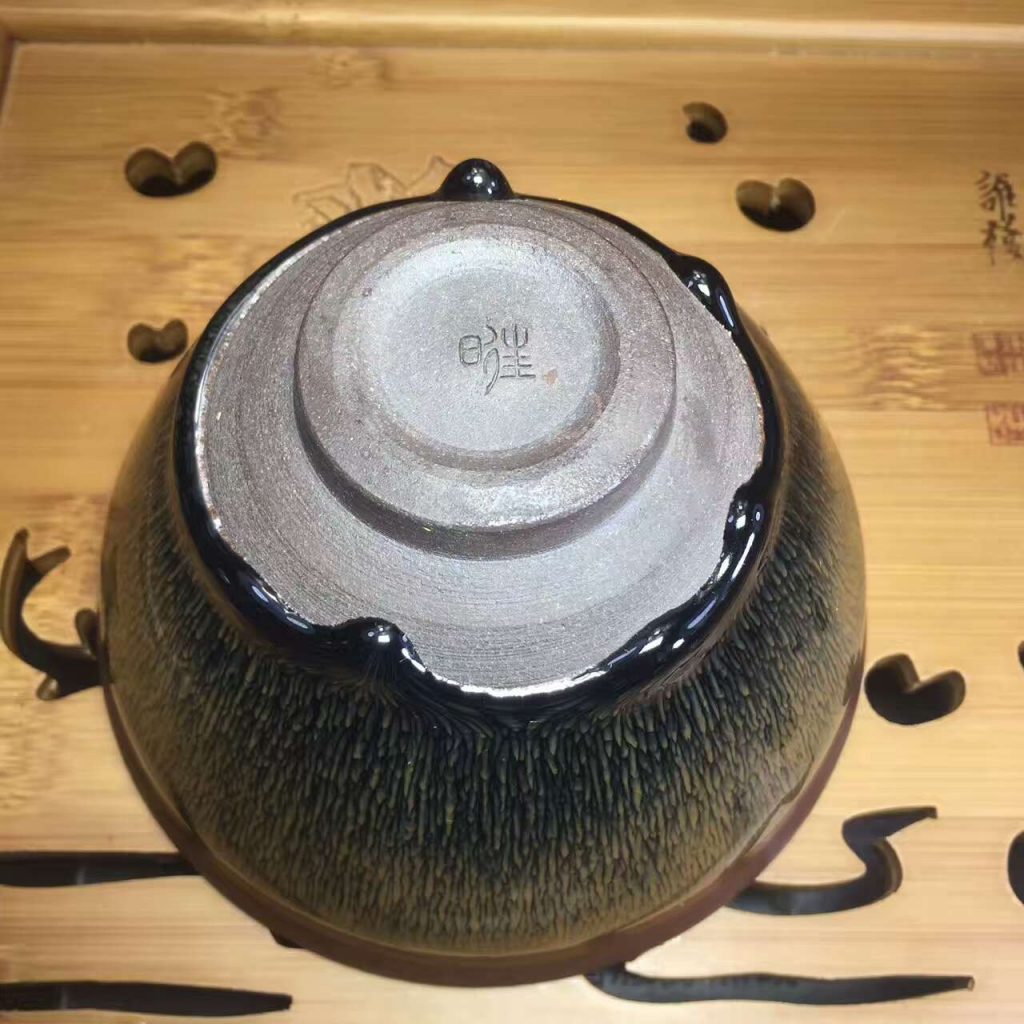 葉禮旺抹茶碗口徑12.8高7.5帶美人釉淚