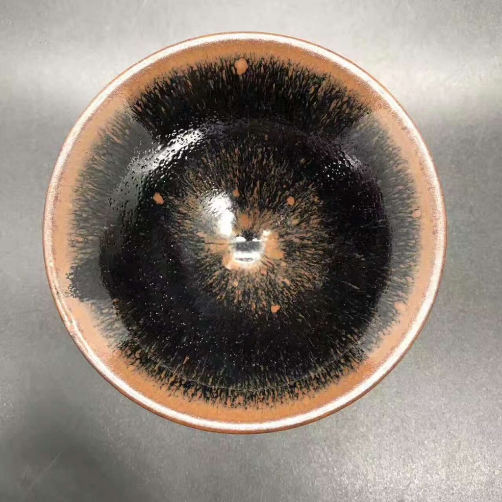 陳隆師傅，柴燒兔毫斗笠盞，口徑8.9高5