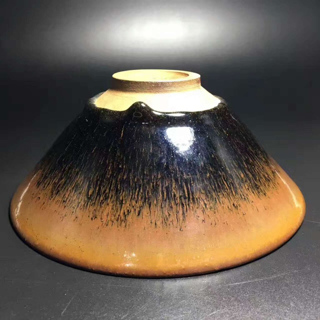 窯柴燒第一人-熊忠貴師傅，極品柴燒兔毫大斗笠，口徑18.3高7.8，收藏級(jí)！