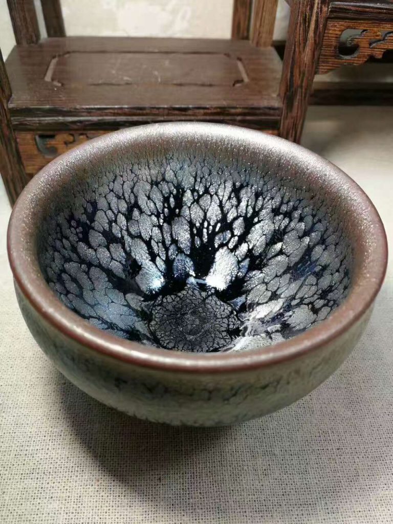 闕梅嬌老師手工香爐油滴盞8.5*6，手感厚重