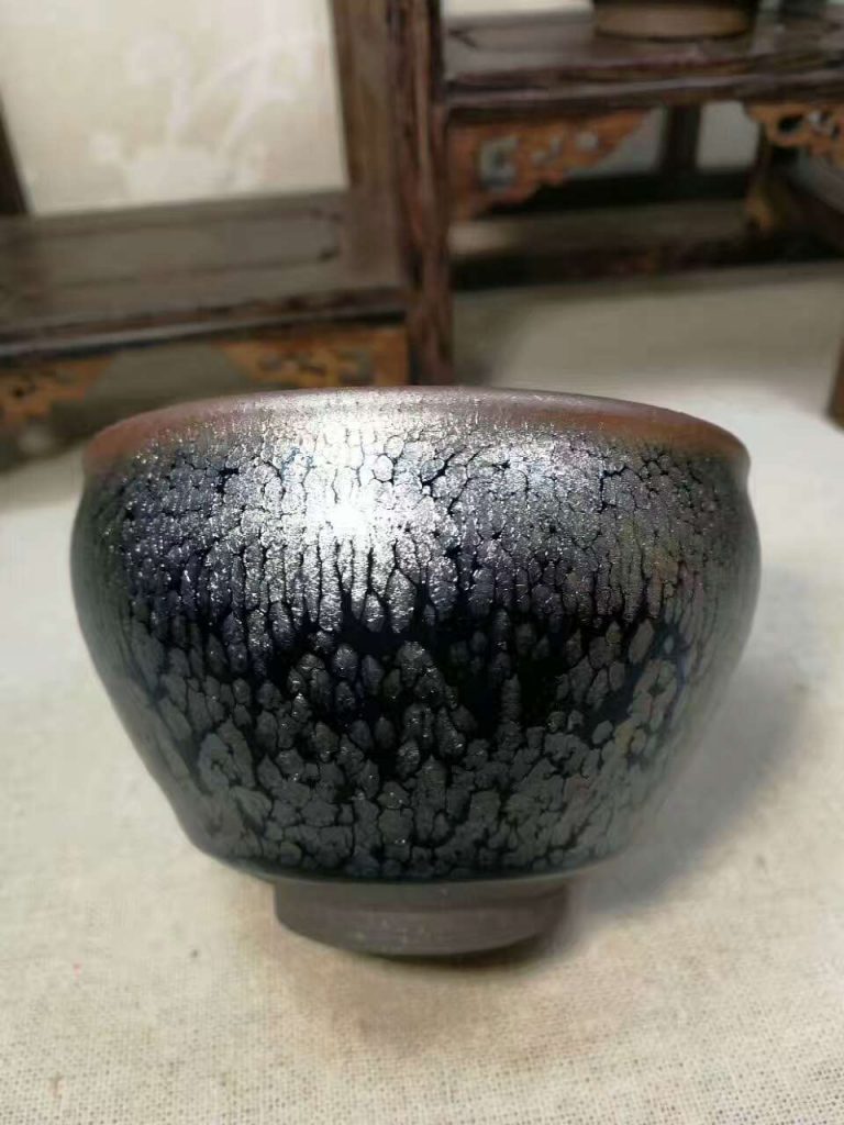 闕梅嬌老師手工香爐油滴盞8.5*6，手感厚重