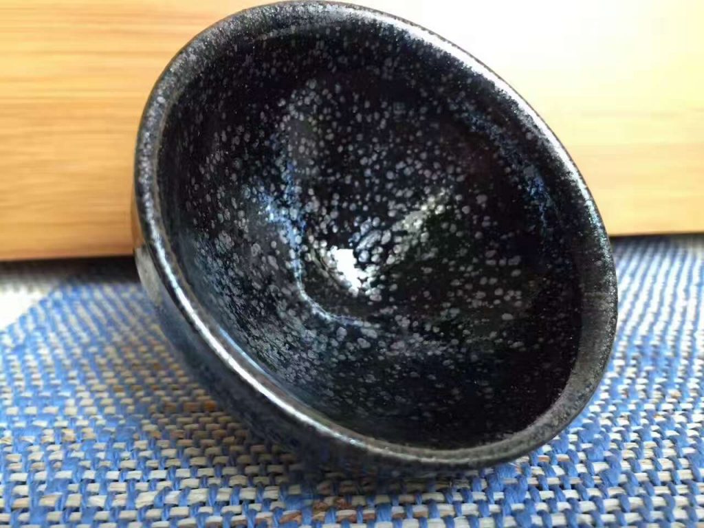 黃祥迪“白丁瓷坊”油滴盞小對(duì)杯6.7*4，7*4