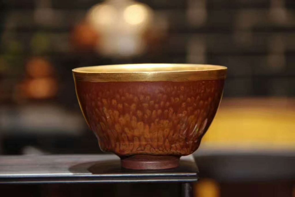 陳其富，描金鷓鴣斑茶盞，規(guī)格：9.7/6.5