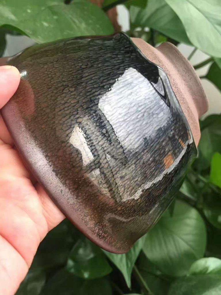 葉禮旺12.5公分束口銀兔毫大盞，高度7.6公分