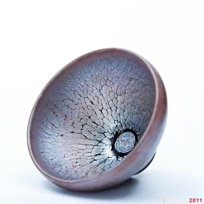 邱華忠老師8.8公分?jǐn)靠邡p鴣斑玫瑰金油滴，鐵胎原礦釉