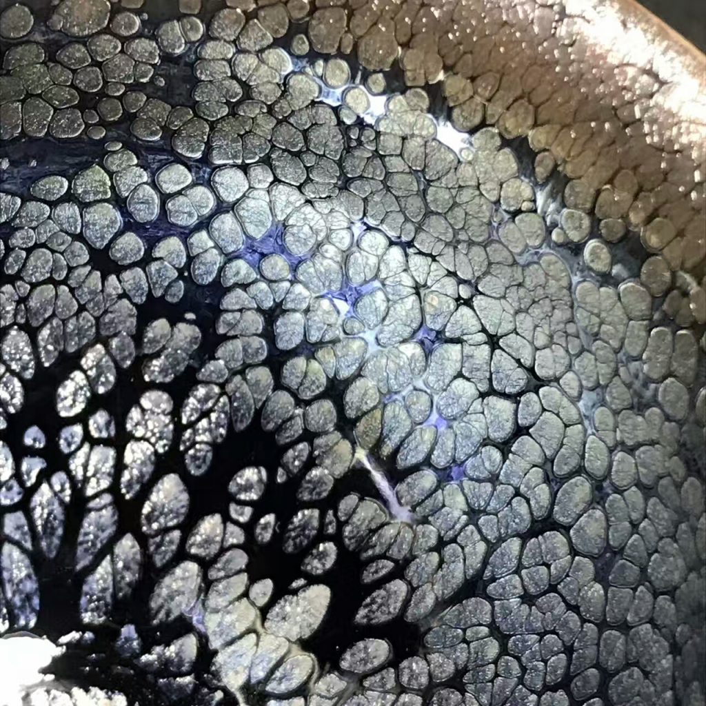 李光熙師傅，清蓮，藍(lán)油滴，口徑7.6高5.5