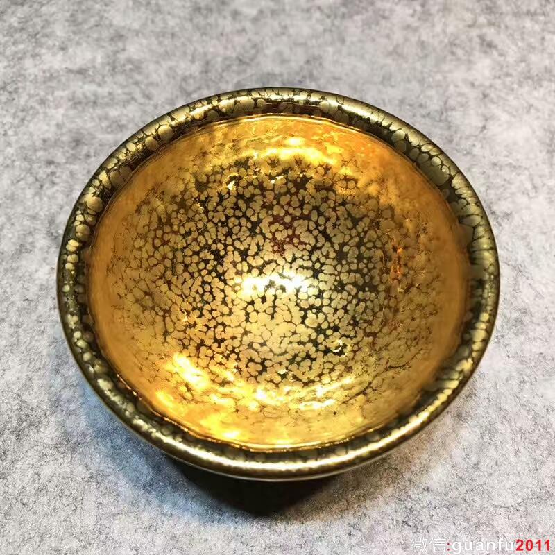 張中欽大師，精品龍鱗金油滴，口徑8.7高4.6