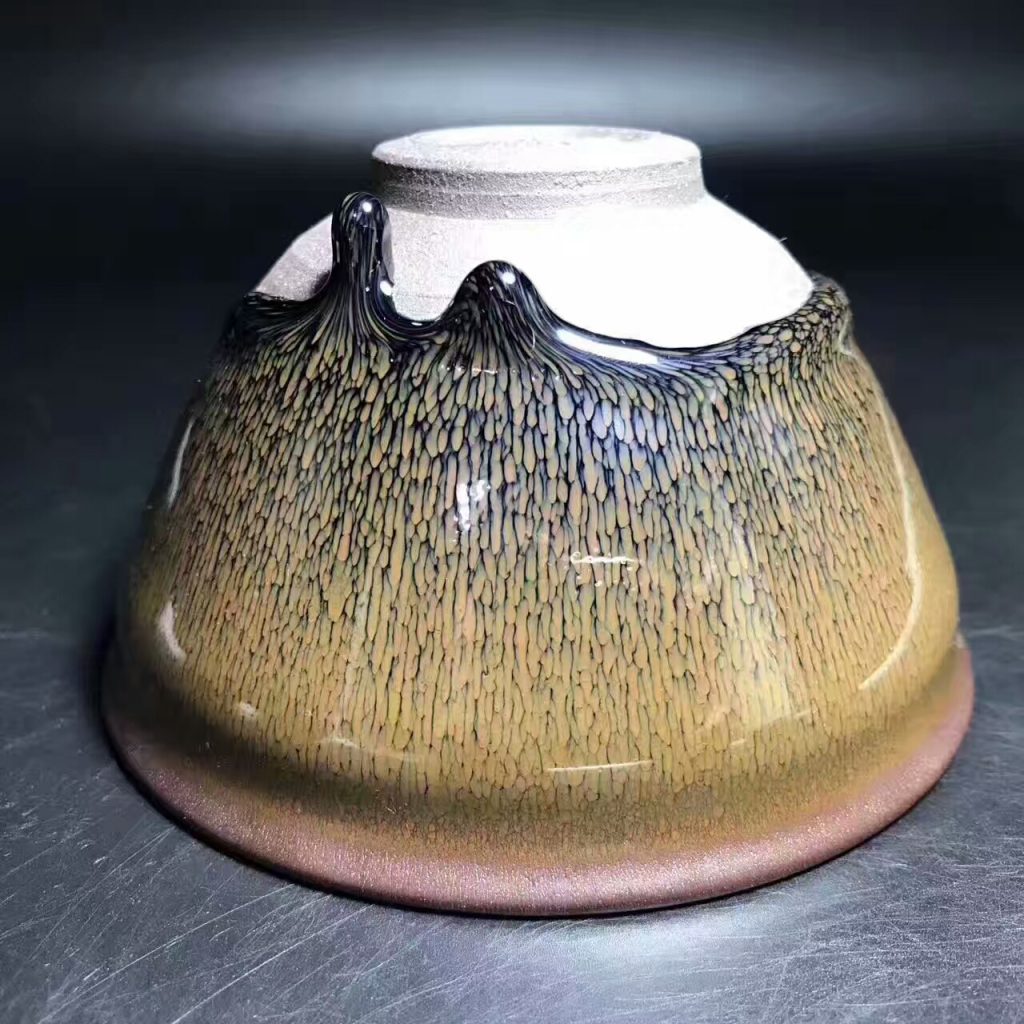 葉禮旺師傅，兔毫大盞，口徑12.8高7.5，雙淚釉！