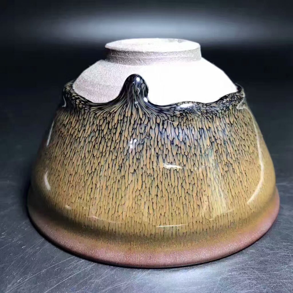 葉禮旺師傅，兔毫大盞，口徑12.8高7.5，雙淚釉！