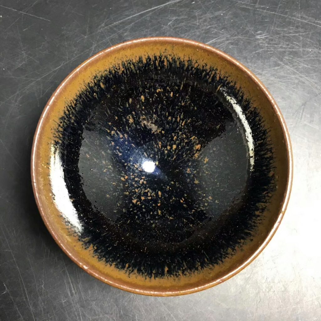 熊忠貴-柴燒第一人，烏金釉柴燒兔毫：口徑7高3.6