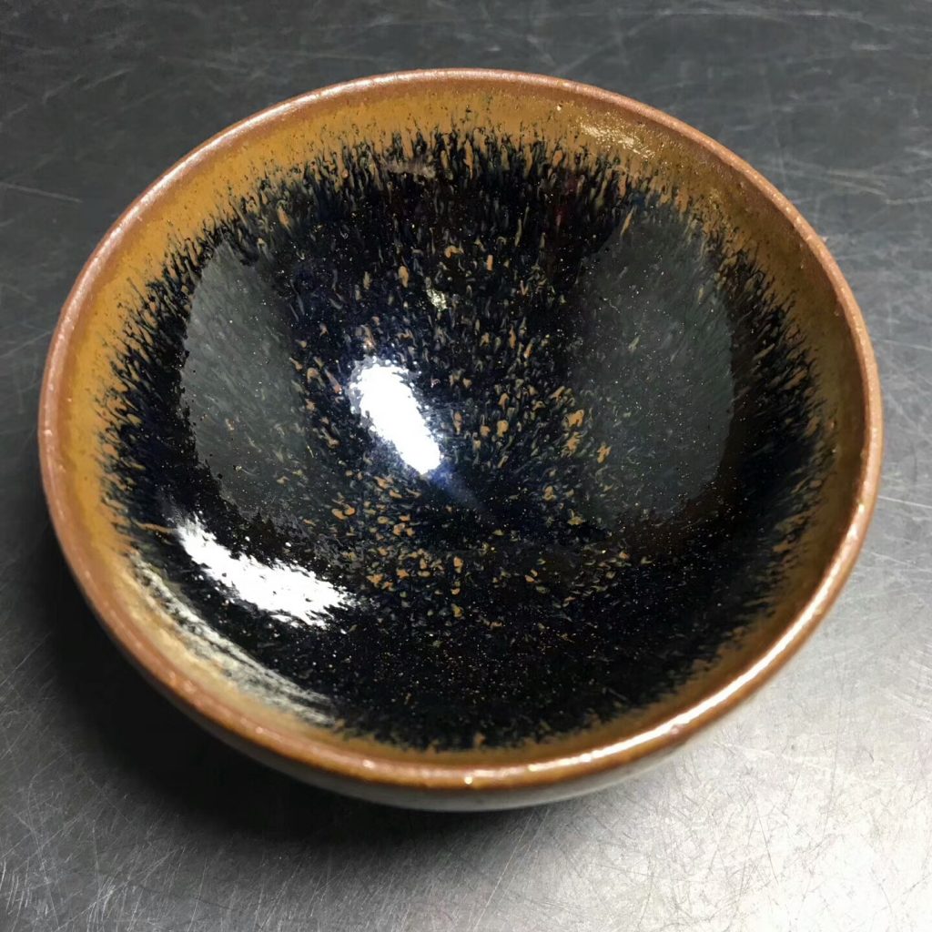 熊忠貴-柴燒第一人，烏金釉柴燒兔毫：口徑7高3.6