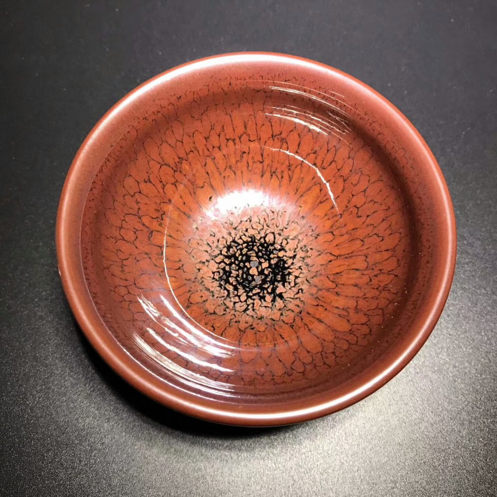 國家級大師-陳大鵬，紅鷓鴣束口盞：口8.3高4.5