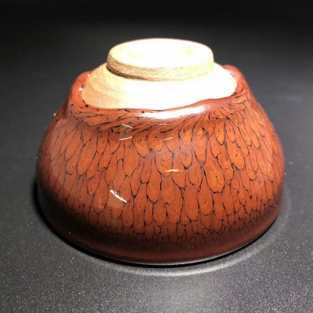 國家級大師-陳大鵬，紅鷓鴣束口盞：口8.3高4.5