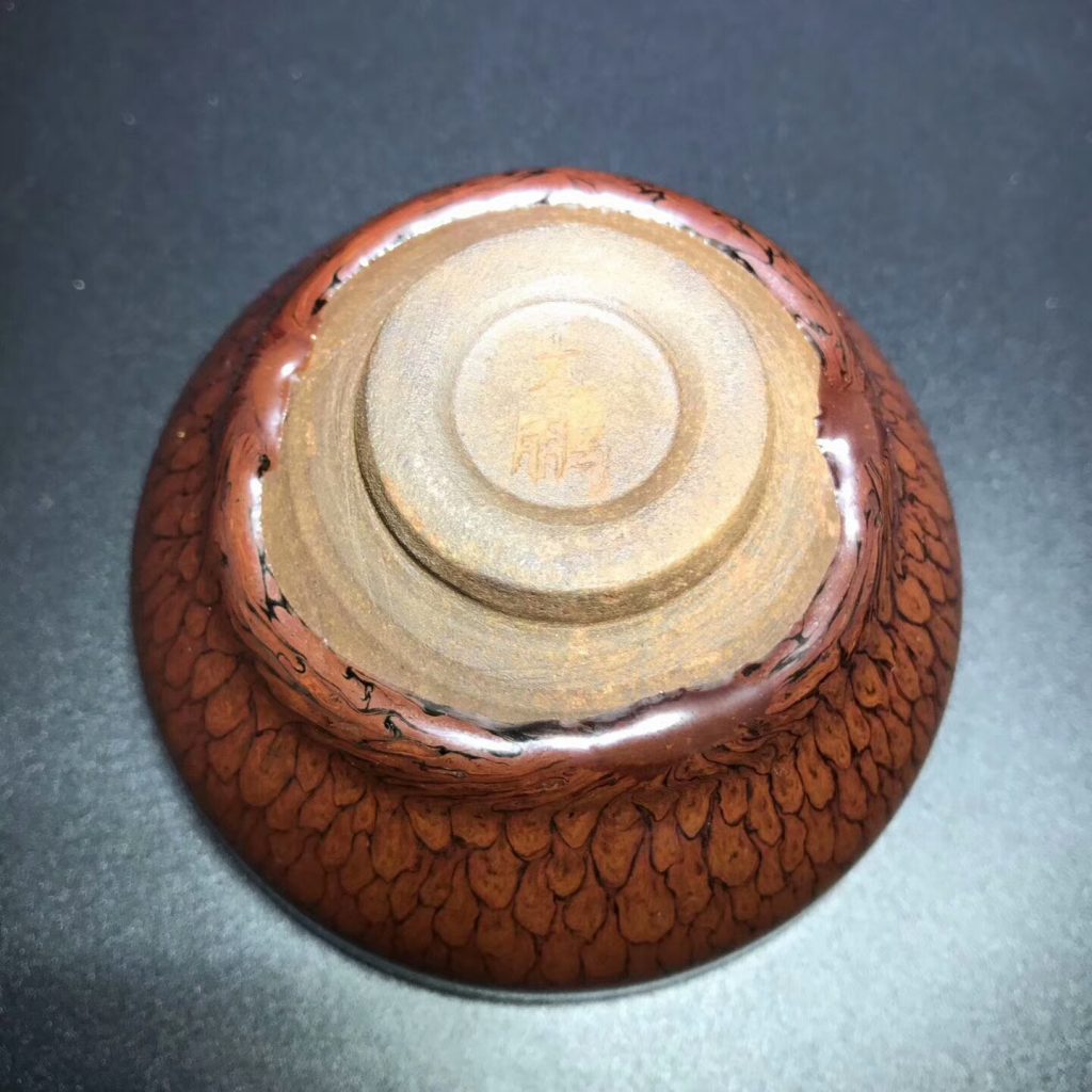 國家級大師-陳大鵬，紅鷓鴣束口盞：口8.3高4.5