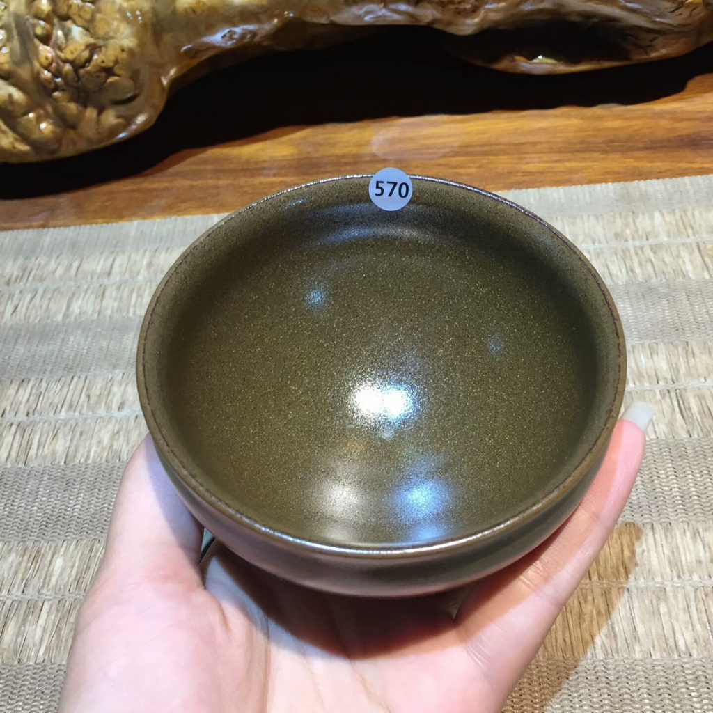 陳瑜 龍窖柴燒手工盞 茶沫釉束口：9.5*5.5