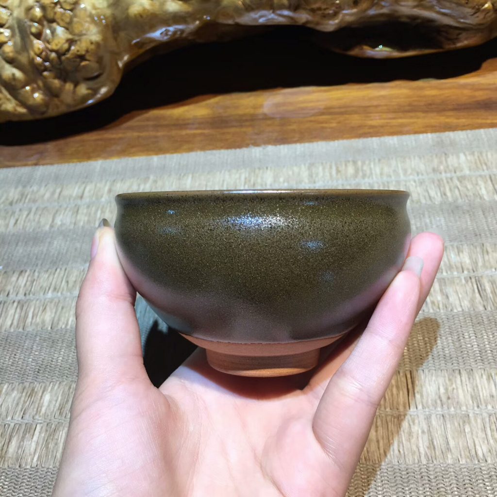 陳瑜 龍窖柴燒手工盞 茶沫釉束口：9.5*5.5