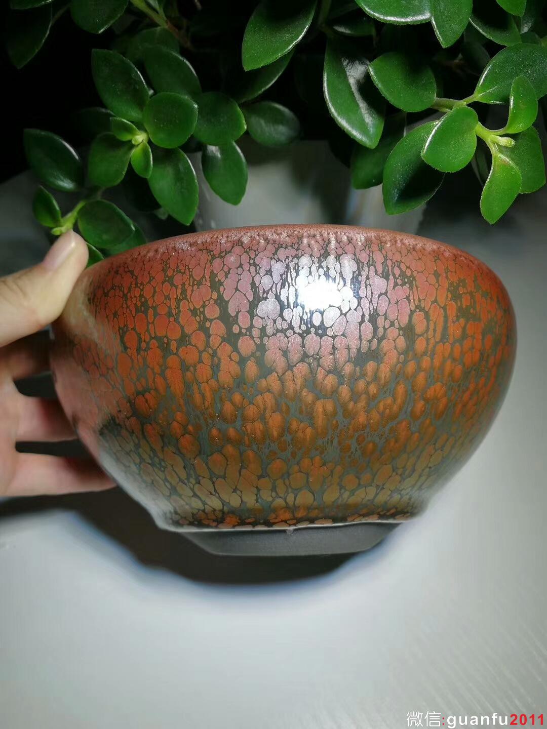 朱芳麗粉斑斂口盞：口徑15.3*8.3