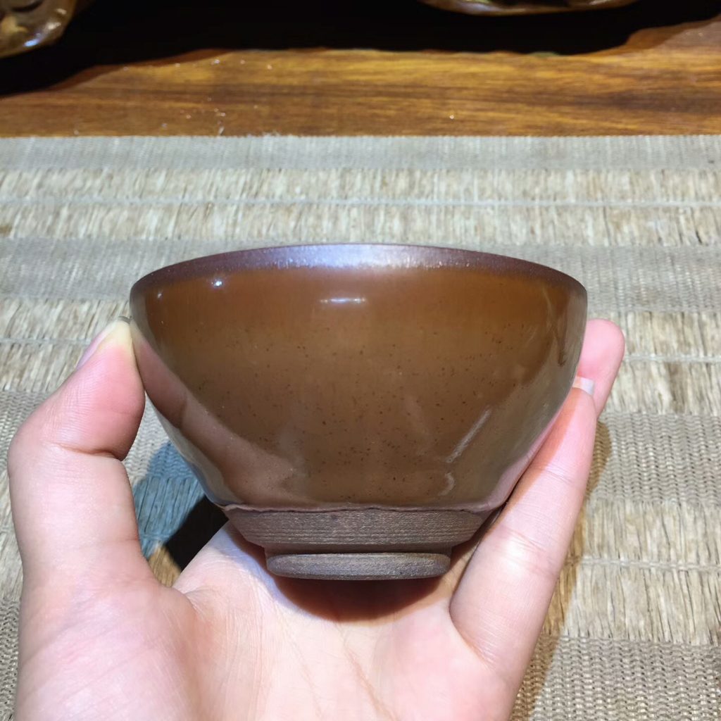 陳瑜 龍窯柴燒手工盞 柿紅釉斂口：8.8*5