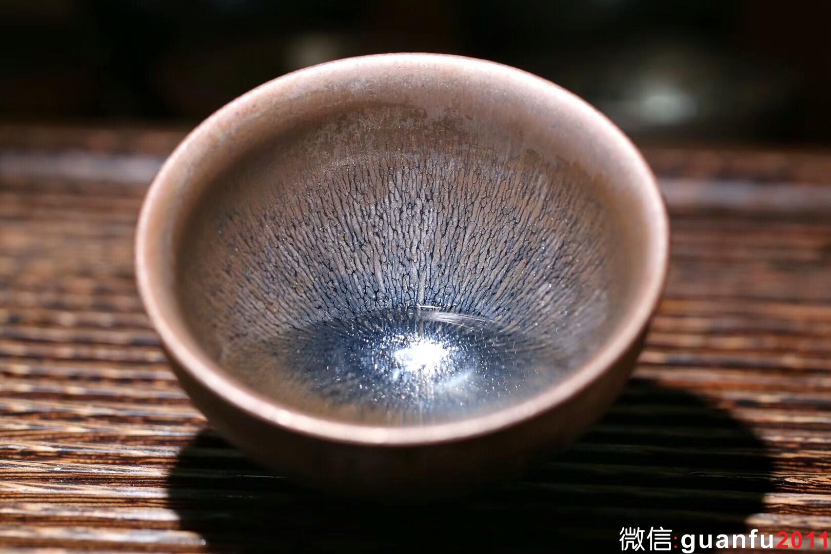 廖銘手作 柴燒建盞 似毫似滴 束口盞：口徑9