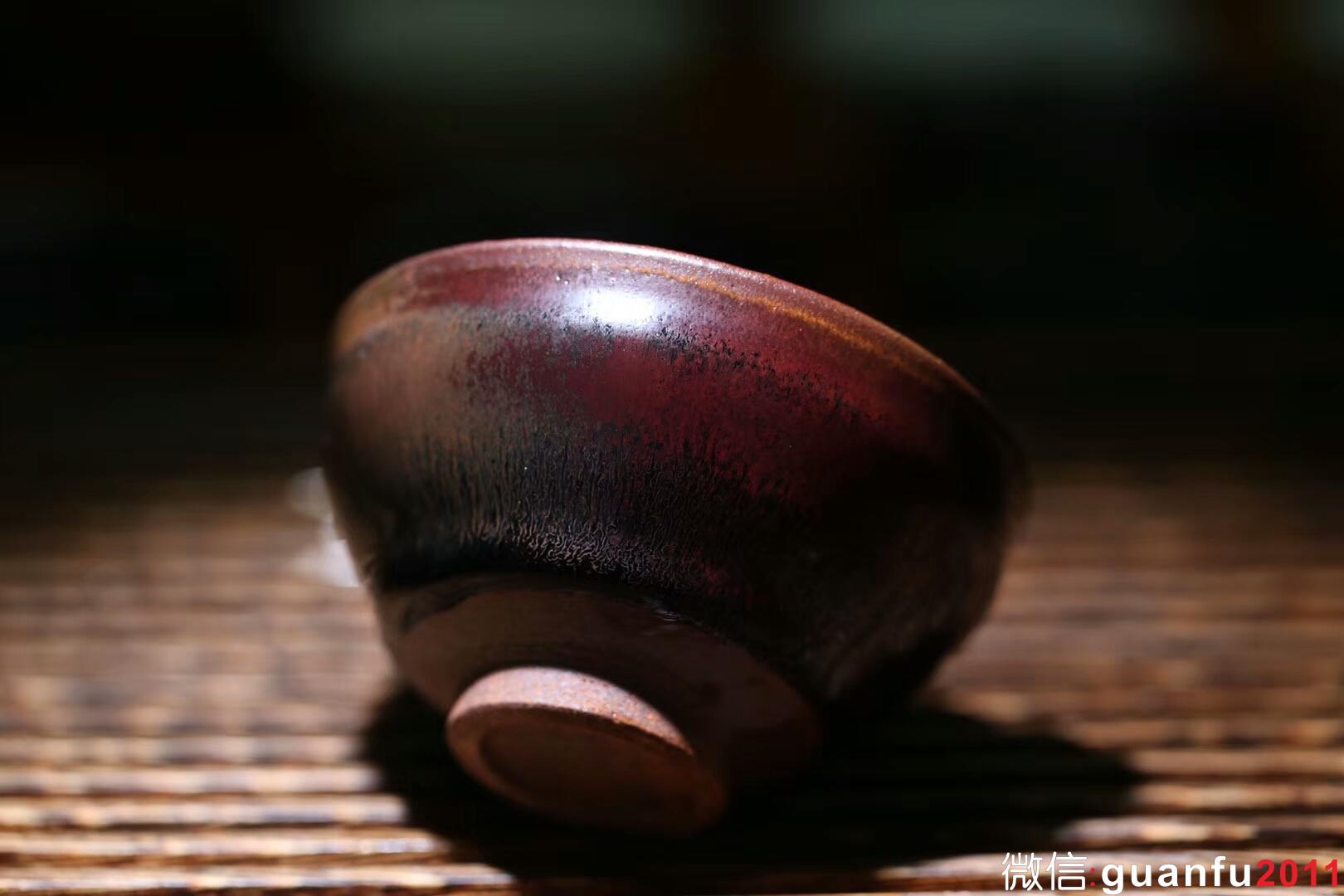 孫建興 窯變紅兔毫木葉盞 釉色豐富
