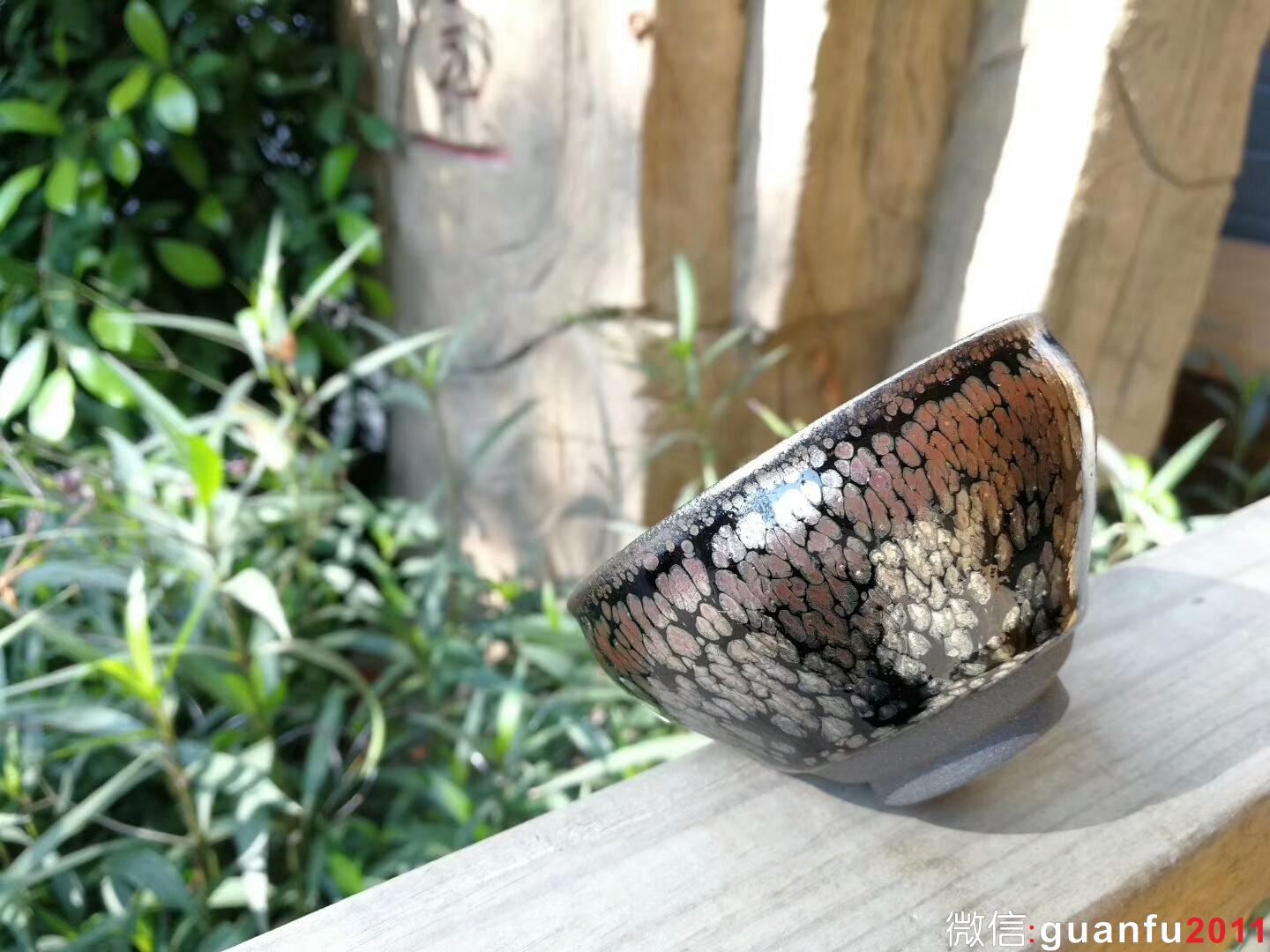李英手制黑釉銀斑：口徑8.5*5