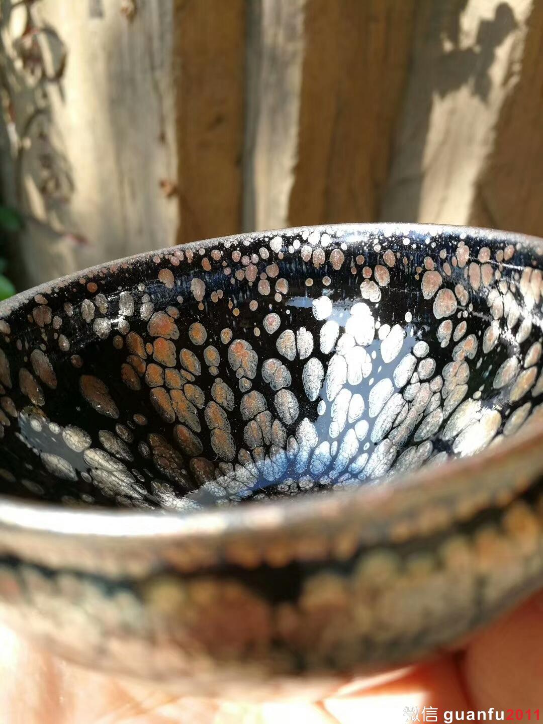 李英手制黑釉銀斑：口徑8.5*5
