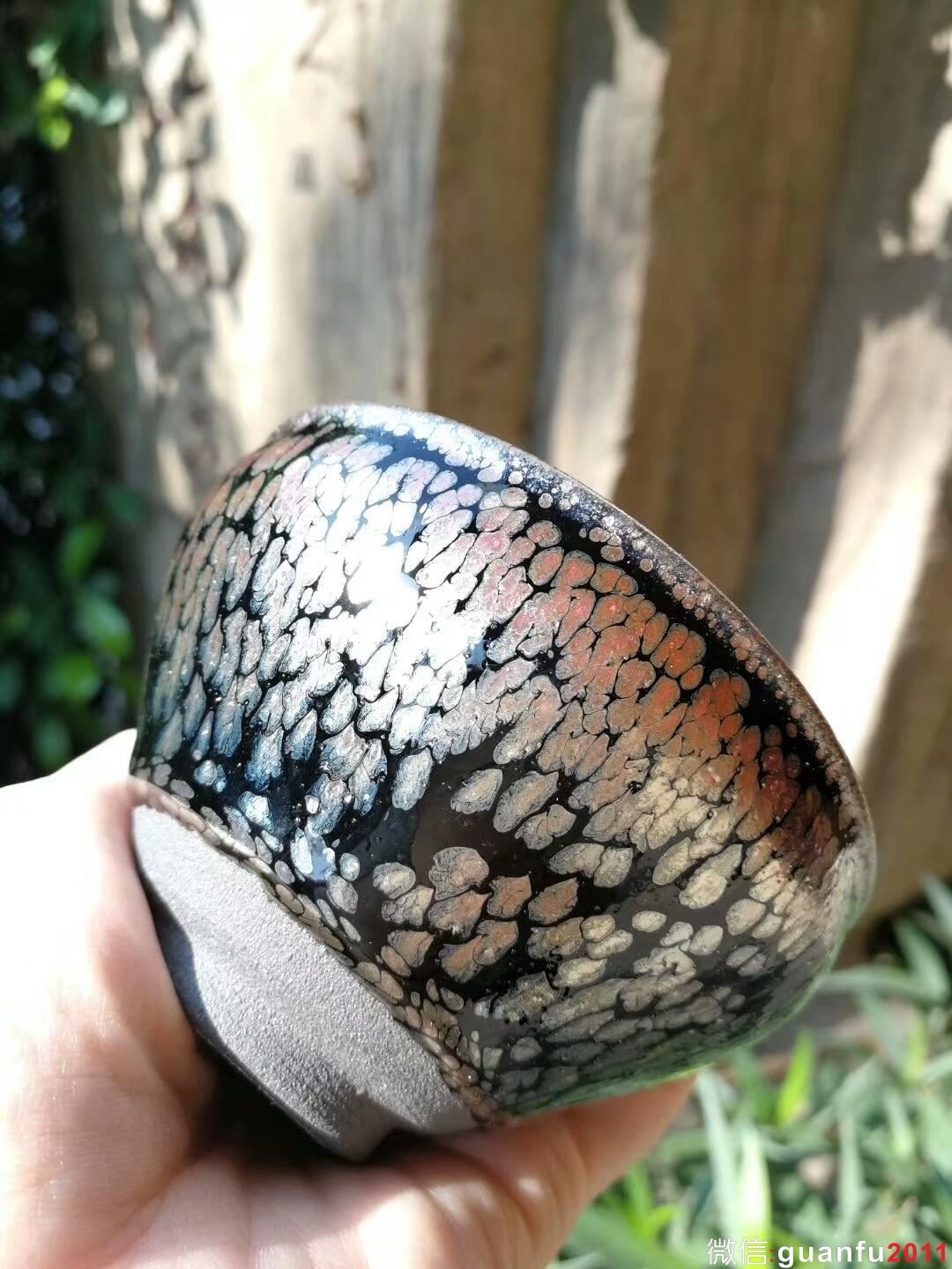 李英手制黑釉銀斑：口徑8.5*5