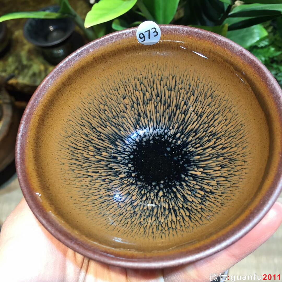 葉禮旺老師手作 金兔毫束口盞：口徑9.5 釉面瑩潤帶?；? alt=