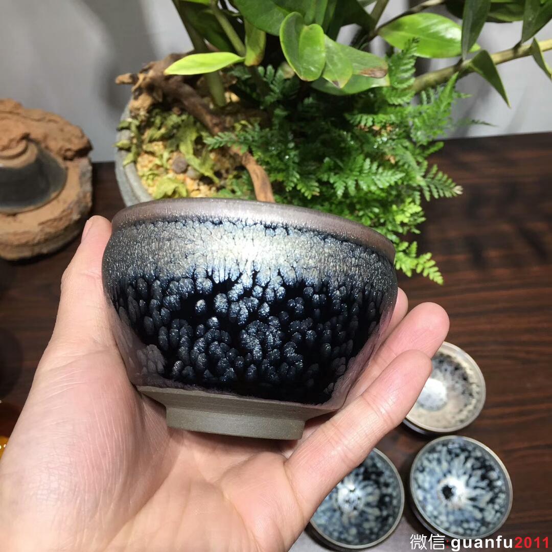 闕梅嬌老師手作 鷓鴣斑束口香爐盞：口徑9*6