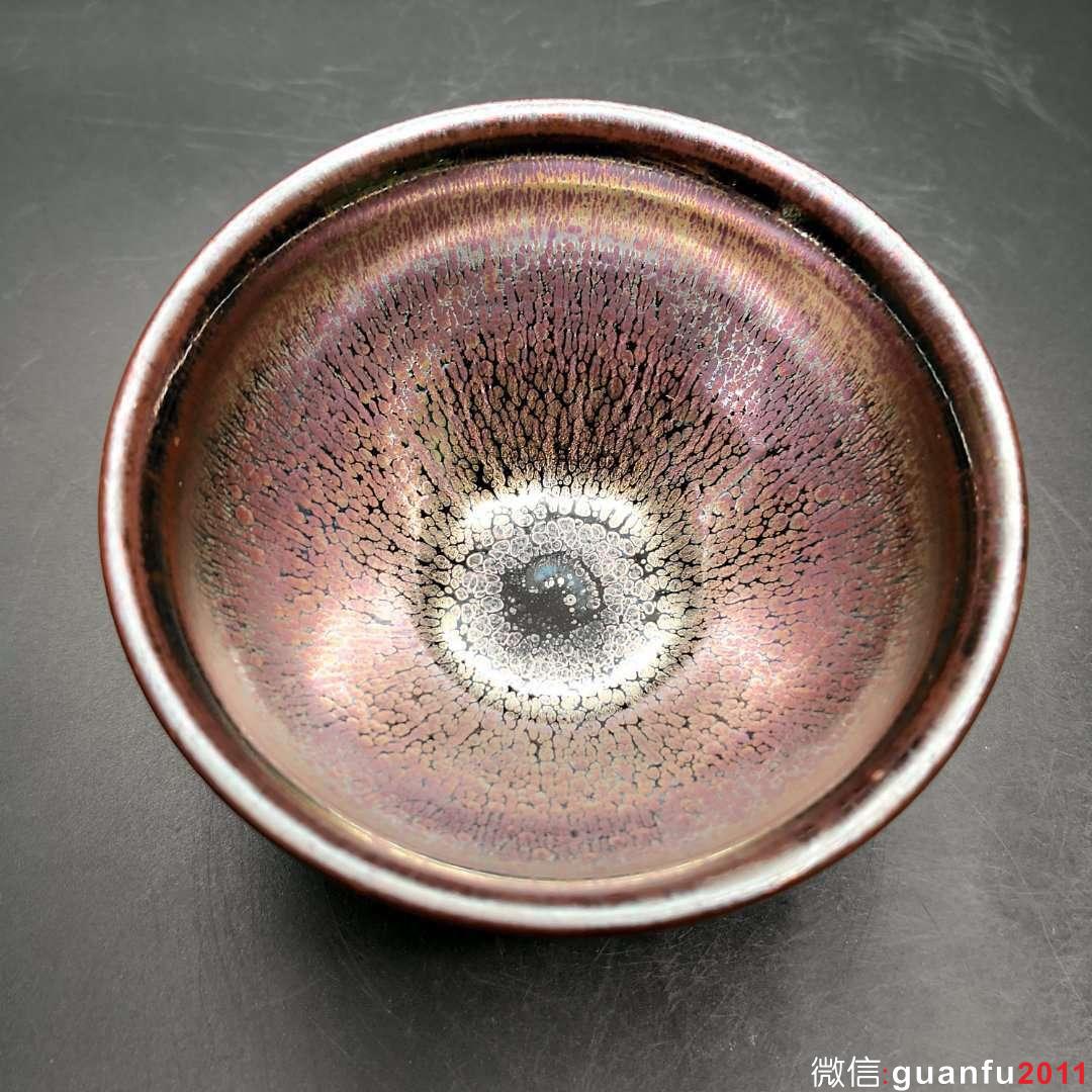 陳隆師傅作品 紫金油滴盞：口徑9.1*5.3