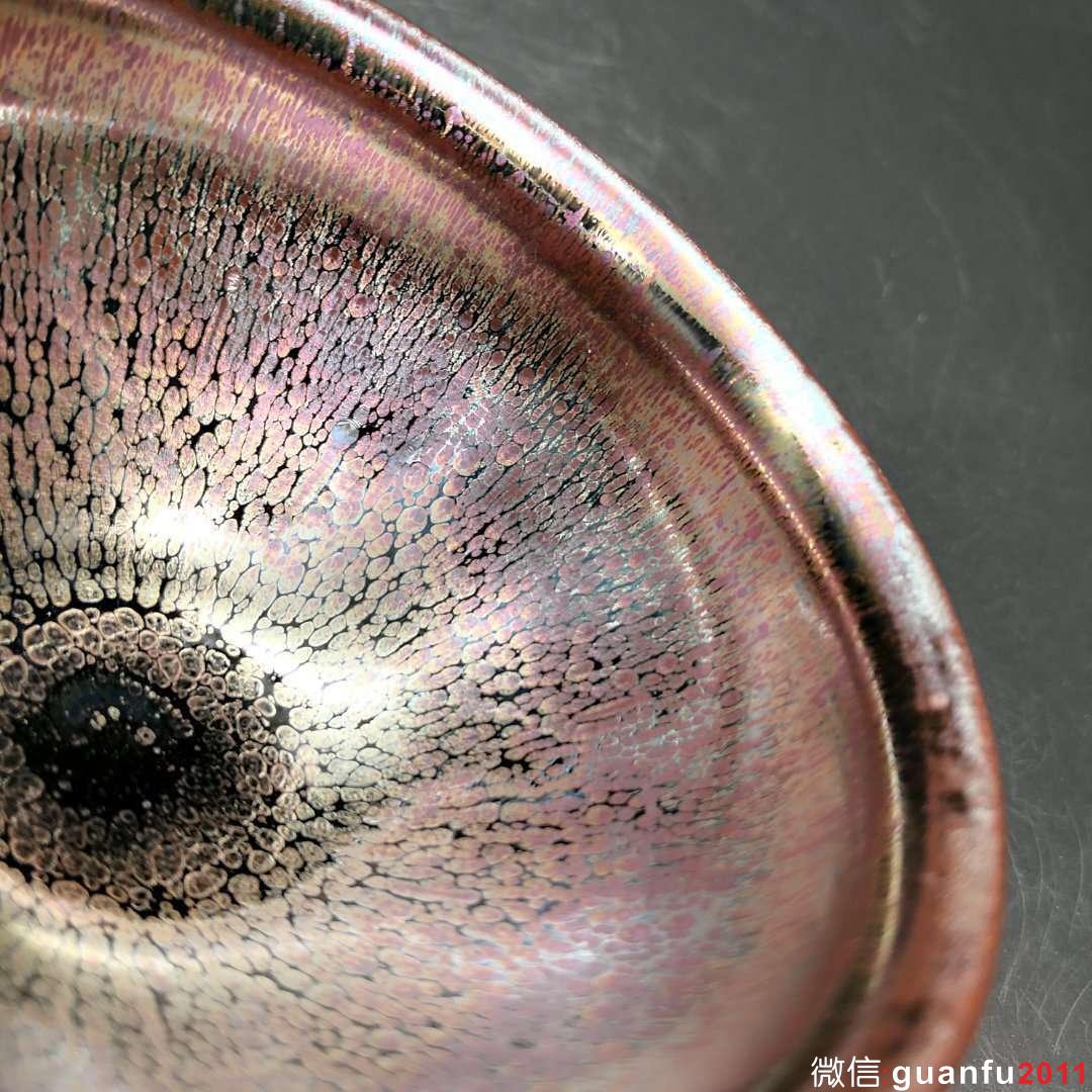 陳隆師傅作品 紫金油滴盞：口徑9.1*5.3