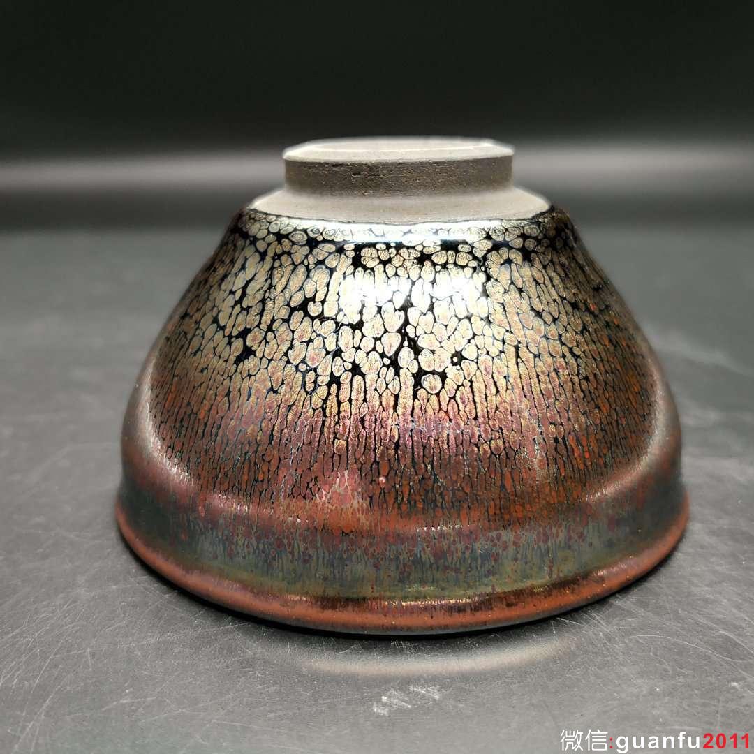 陳隆師傅作品 紫金油滴盞：口徑9.1*5.3