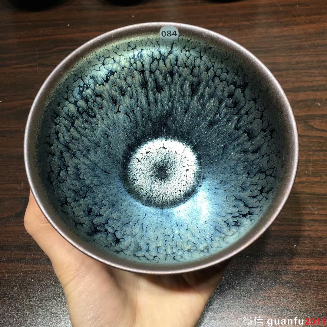 范國(guó)飛老師手作 藍(lán)油滴束口大盞：口徑12.5*7.5