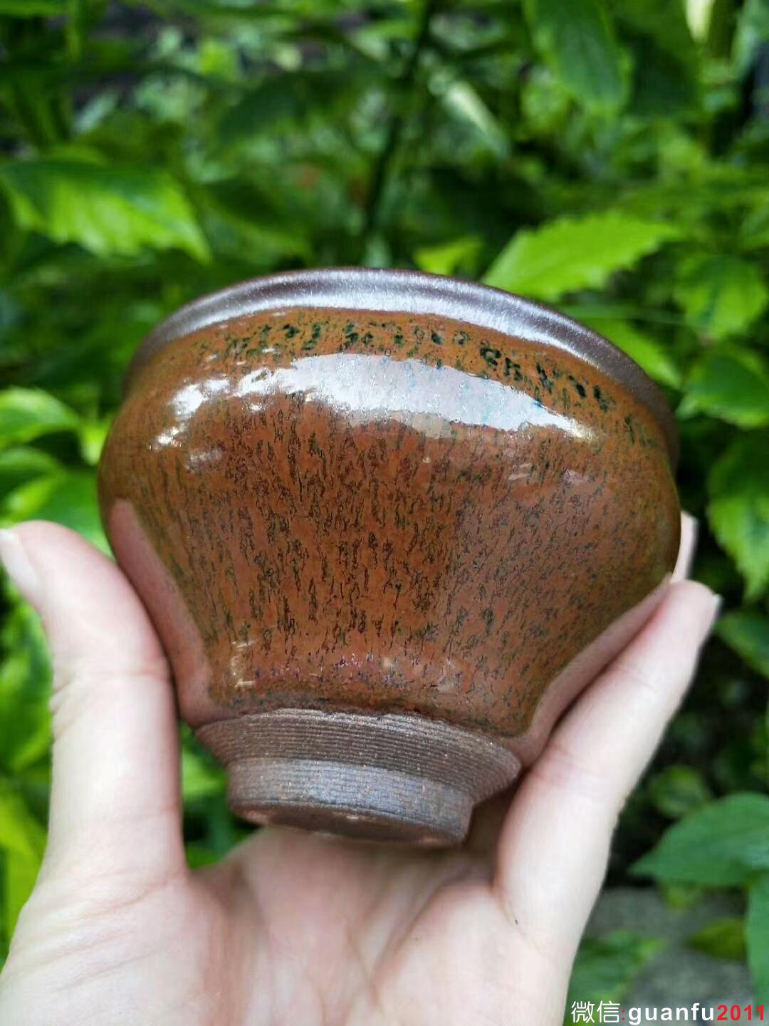 林熙 柴燒柿紅鷓鴣斑：口徑8.2*5.5