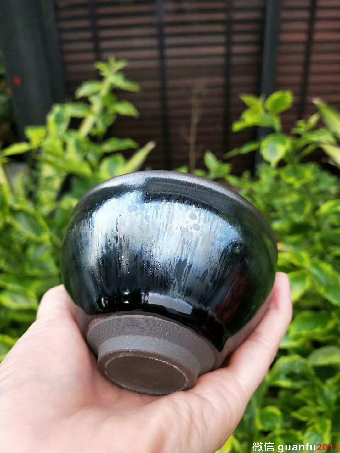 吳立主老師 曜變藍油滴束口盞：口徑9*5.5