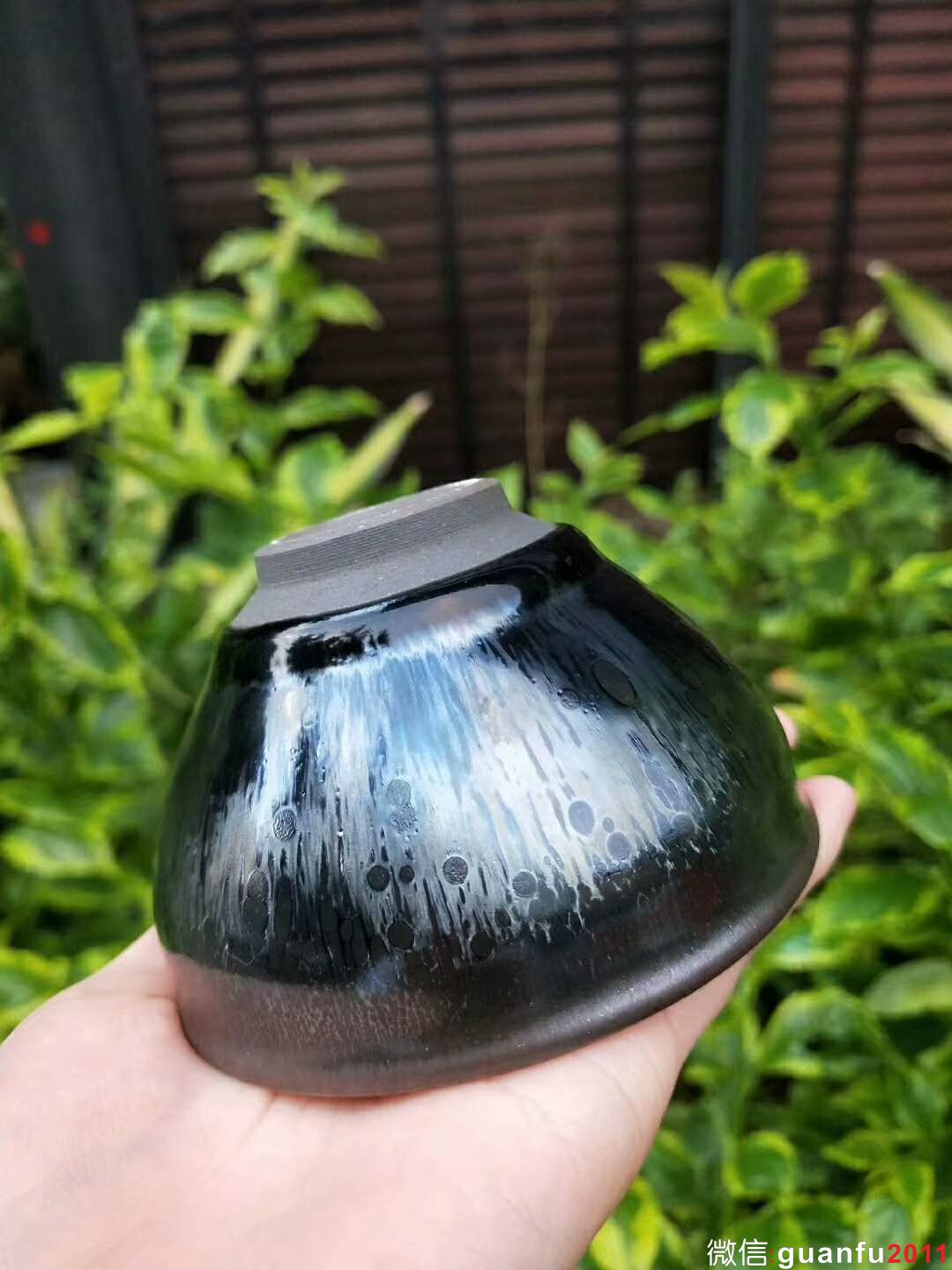 吳立主老師 曜變藍油滴束口盞：口徑9*5.5