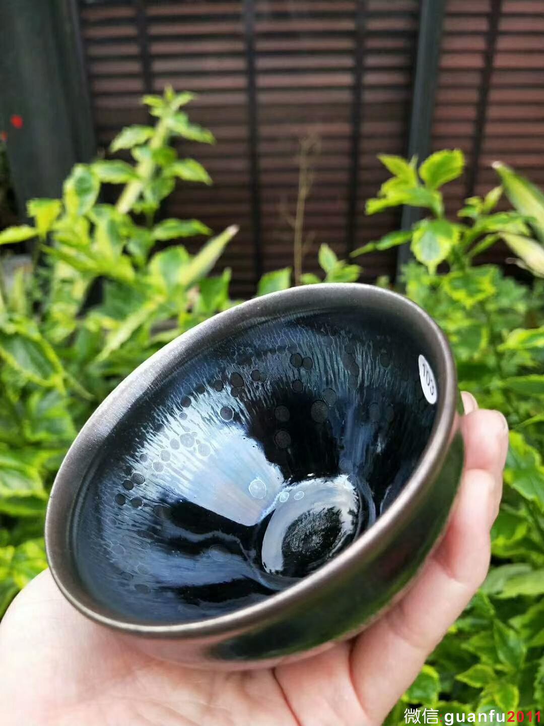 吳立主老師 曜變藍油滴束口盞：口徑9*5.5