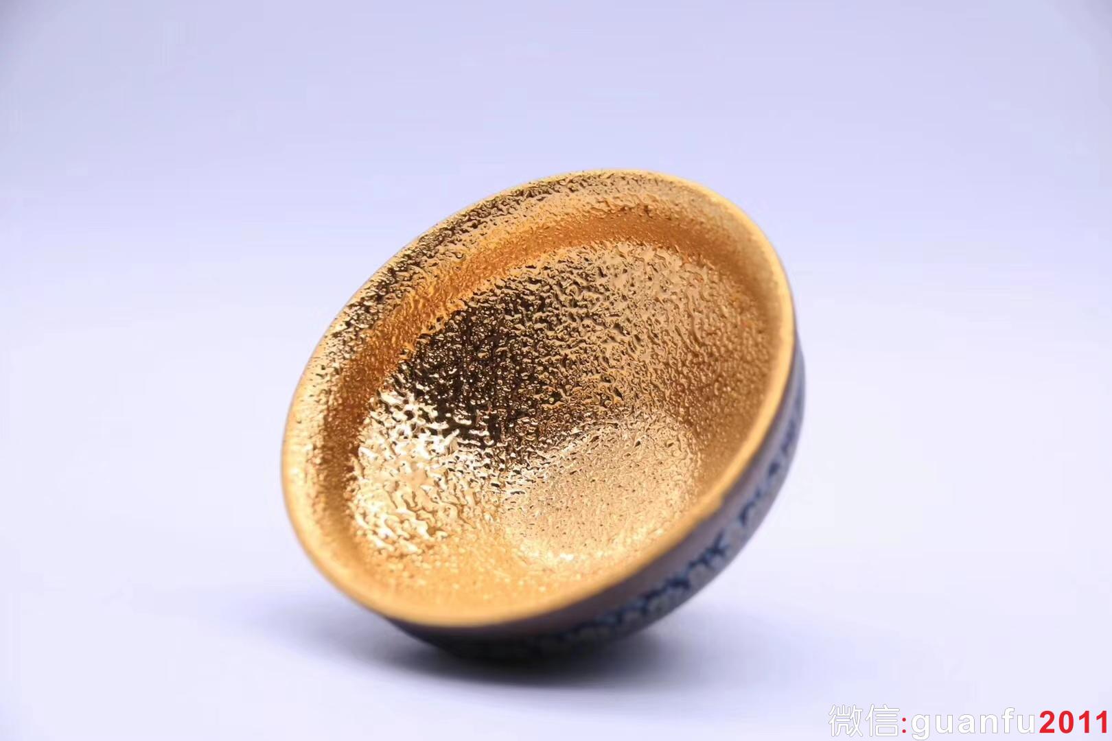 李昌海老師 手作 24K金 雙釉面金盞 束口 口徑8.8 x 4.8