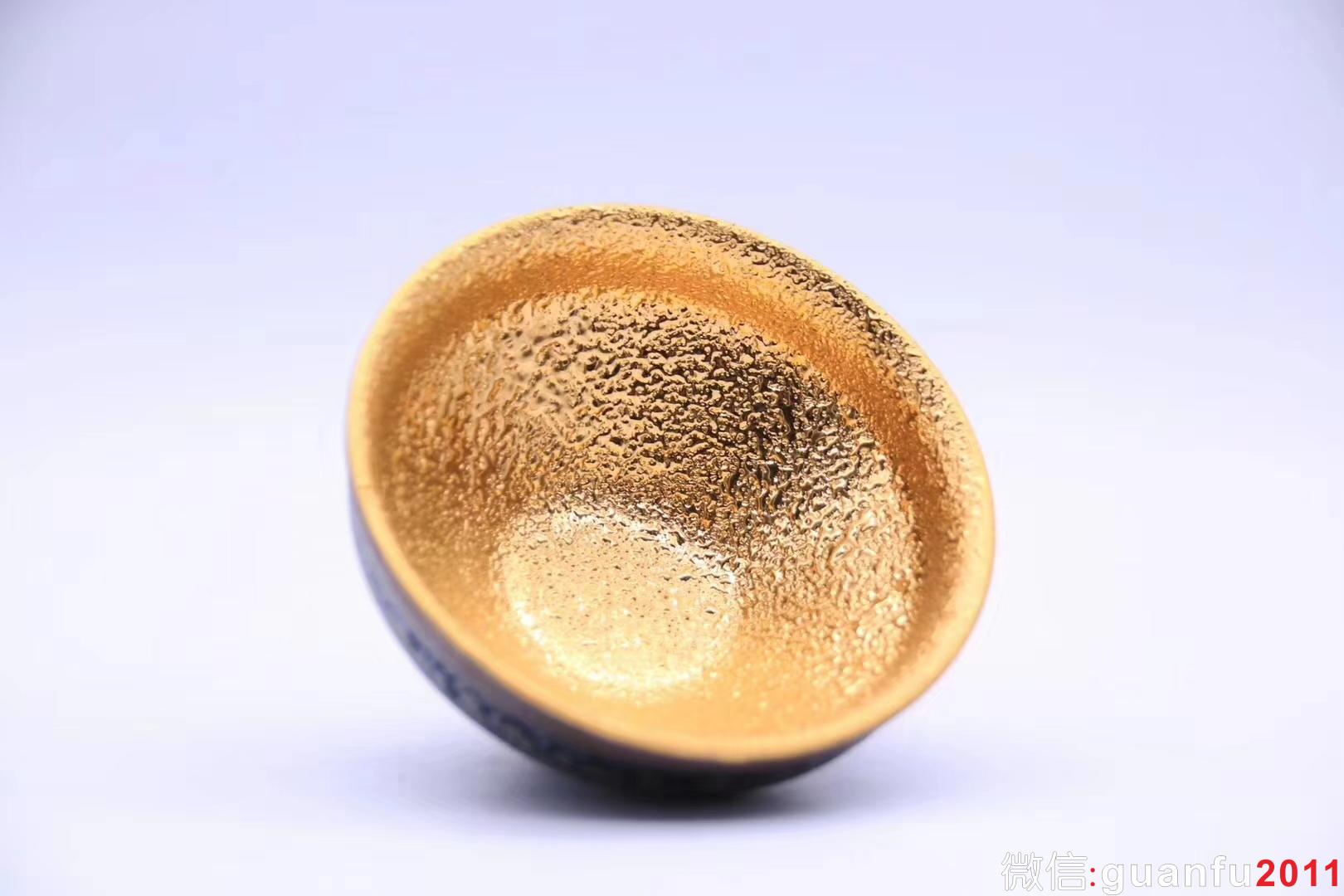 李昌海老師 手作 24K金 雙釉面金盞 束口 口徑8.8 x 4.8