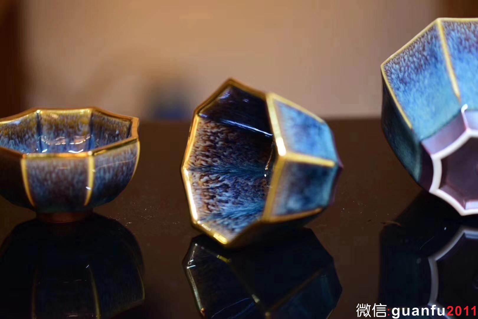 范澤鋒：老師作品-新品 全稱“國家研究員級高級工藝美術師” 中國天目第一人 八面玲瓏(描金口) 規(guī)格尺寸:10.5公分高6公分