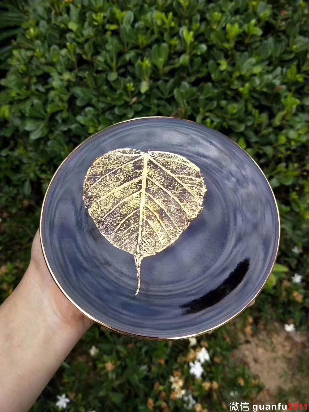 范澤鋒 星月  描金木葉盞托 口徑約15.5CM 大口收藏級別