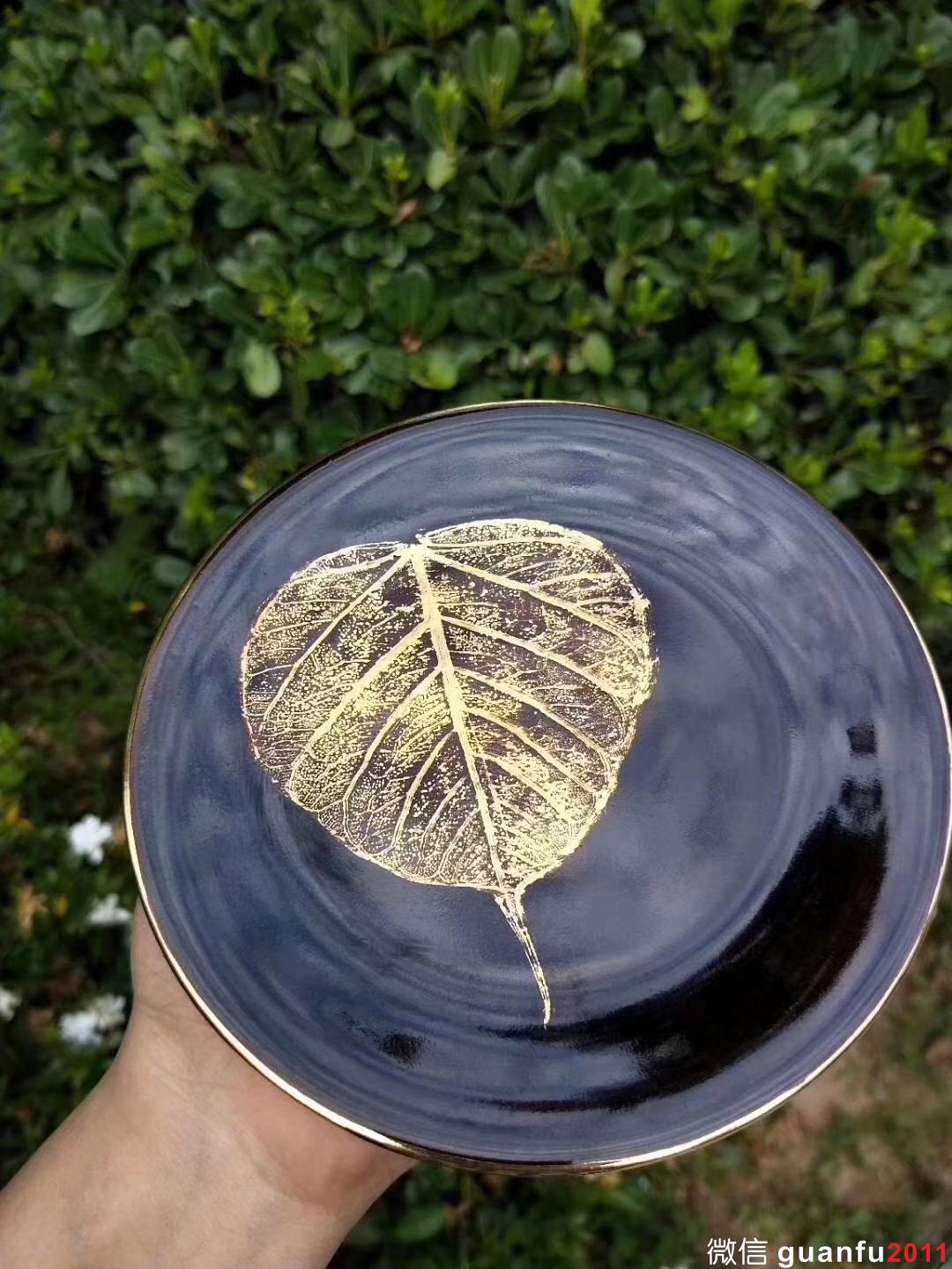 范澤鋒 星月  描金木葉盞托 口徑約15.5CM 大口收藏級別